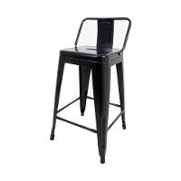 Kit 3 Banquetas Tolix Médias Com Encosto Pretas - 6