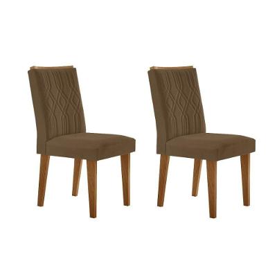 Cadeira Sala De Jantar Alegra Madeira Kit 2 Un Imbuia - Veludo Capuccino - Rufato