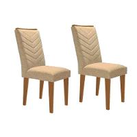 Kit 2 Cadeiras De Cozinha Londrina 2 Un Madeira Capuccino Linho Bege Turim Rufato - 1