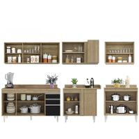 Armário De Cozinha Modulado De Canto 6 Peças Cp32 Balcão Com Tampo Castanho/preto - Lumil - 5