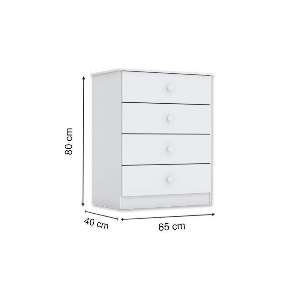 Cômoda Casal Labirinto 4 Gavetas Branco - Henn - 3