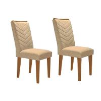 Kit 2 Cadeiras De Cozinha Londrina 2 Un Madeira Capuccino Linho Bege Turim Rufato - 2