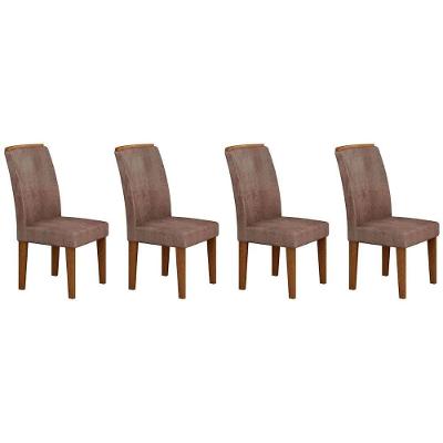 Kit 4 Cadeiras Sala Jantar Lunara 4 Un Imbuia Suede Capuccino Rufato