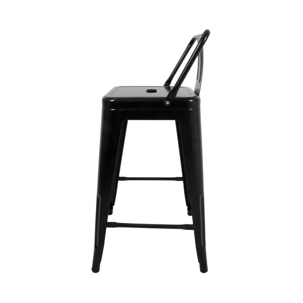 Kit 4 Banquetas Tolix Média Com Encosto Pretas - 4