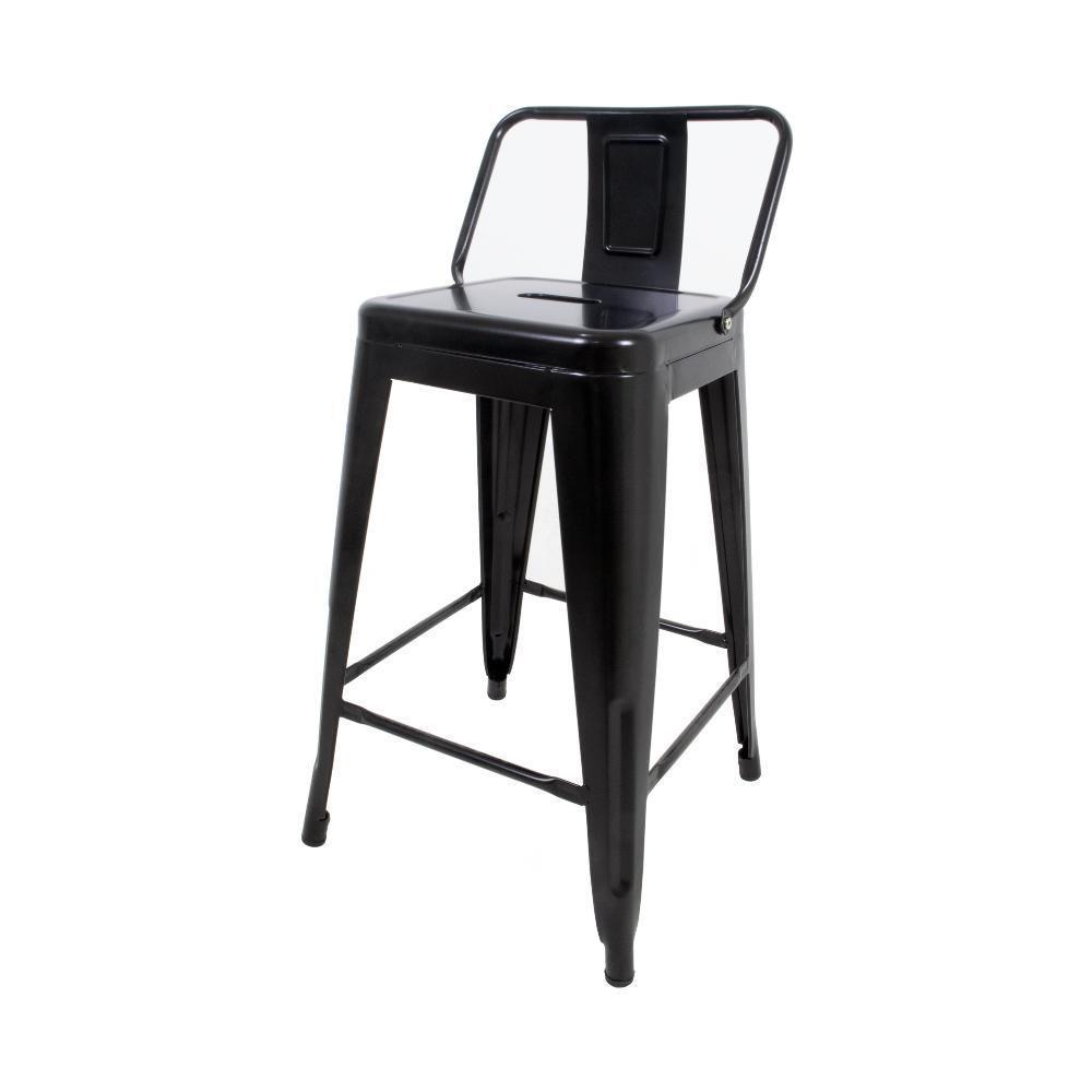 Kit 4 Banquetas Tolix Média Com Encosto Pretas - 6