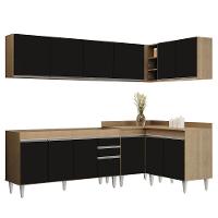 Armário De Cozinha Modulado De Canto 6 Peças Cp31 Balcão Sem Tampo Castanho/preto - Lumil - 1