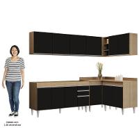 Armário De Cozinha Modulado De Canto 6 Peças Cp31 Balcão Sem Tampo Castanho/preto - Lumil - 5