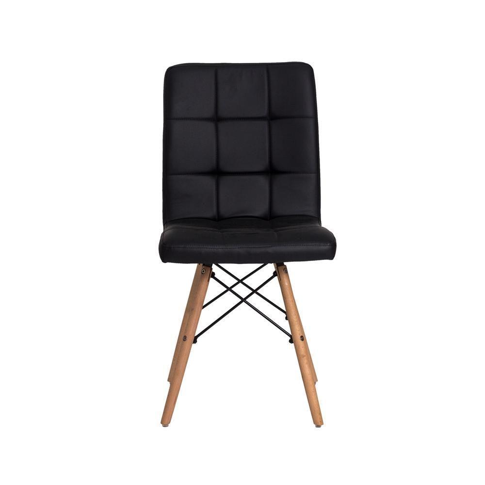Cadeira Para Sala De Jantar Gomos Com Base De Madeira Preta Preto - 4