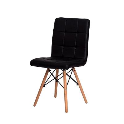 Cadeira Para Sala De Jantar Gomos Com Base De Madeira Preta Preto