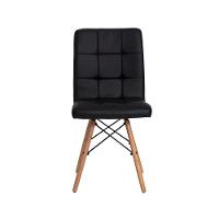 Cadeira Para Sala De Jantar Gomos Com Base De Madeira Preta Preto - 4