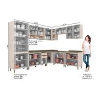 Kit Cozinha Modulada 13 Peças Connect 1 4aéreos+4balcões+ 1 Paneleiro +4complementos C5p91 Off White2 Aéreos + 1 Balcão + 1 Complemento - 3