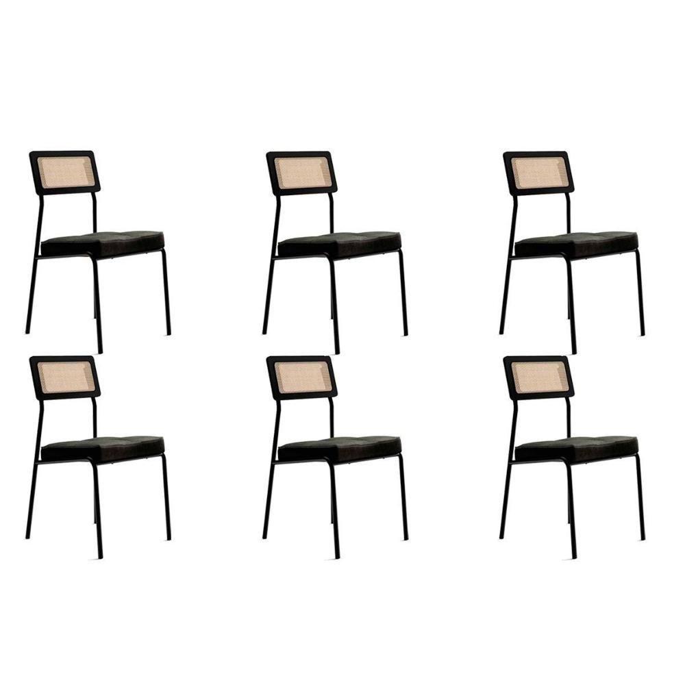 Kit 6 Cadeiras Sala Jantar 1741 6 Uni Pretografite Preto Carraro - 1