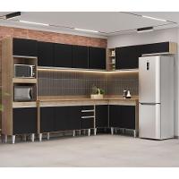 Armário De Cozinha Modulada De Canto 8 Peças Cp08 Balcão Com Tampo Castanho/preto - Lumil - 2