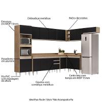 Armário De Cozinha Modulada De Canto 8 Peças Cp08 Balcão Com Tampo Castanho/preto - Lumil - 3