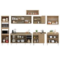 Armário De Cozinha Modulada De Canto 8 Peças Cp08 Balcão Com Tampo Castanho/preto - Lumil - 5