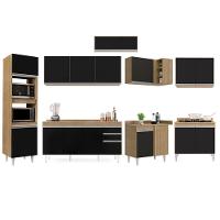 Armário De Cozinha Modulada De Canto 8 Peças Cp08 Balcão Com Tampo Castanho/preto - Lumil - 6