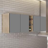 Armário De Cozinha Aéreo Califórnia 180cm Kit 2 Com Nicho Adega Castanho/cinza - Lumil - 2