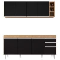 Armário Nevada E Balcão Para Pia 180cm Dallas Castanho-preto - Lumil - 6