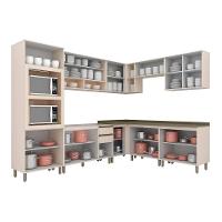 Cozinha Modulada Connect 12 Peças 4aéreos+4balcões+ 1 Paneleiro +3complementos C5p93 Off White2 Aéreos + 1 Balcão + 1 Complemento