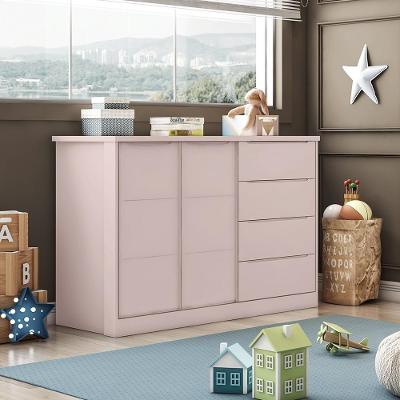 Cômoda Infantil 2 Portas 4 Gavetas Lua P04 Rose - Mpozenato
