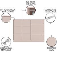 Cômoda Infantil 2 Portas 4 Gavetas Lua P04 Rose - Mpozenato - 3