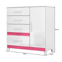 Cômoda Sapateira Vênus 1 Porta E 4 Gavetas Flex Com Pés - Moval Branco/rosa - 5