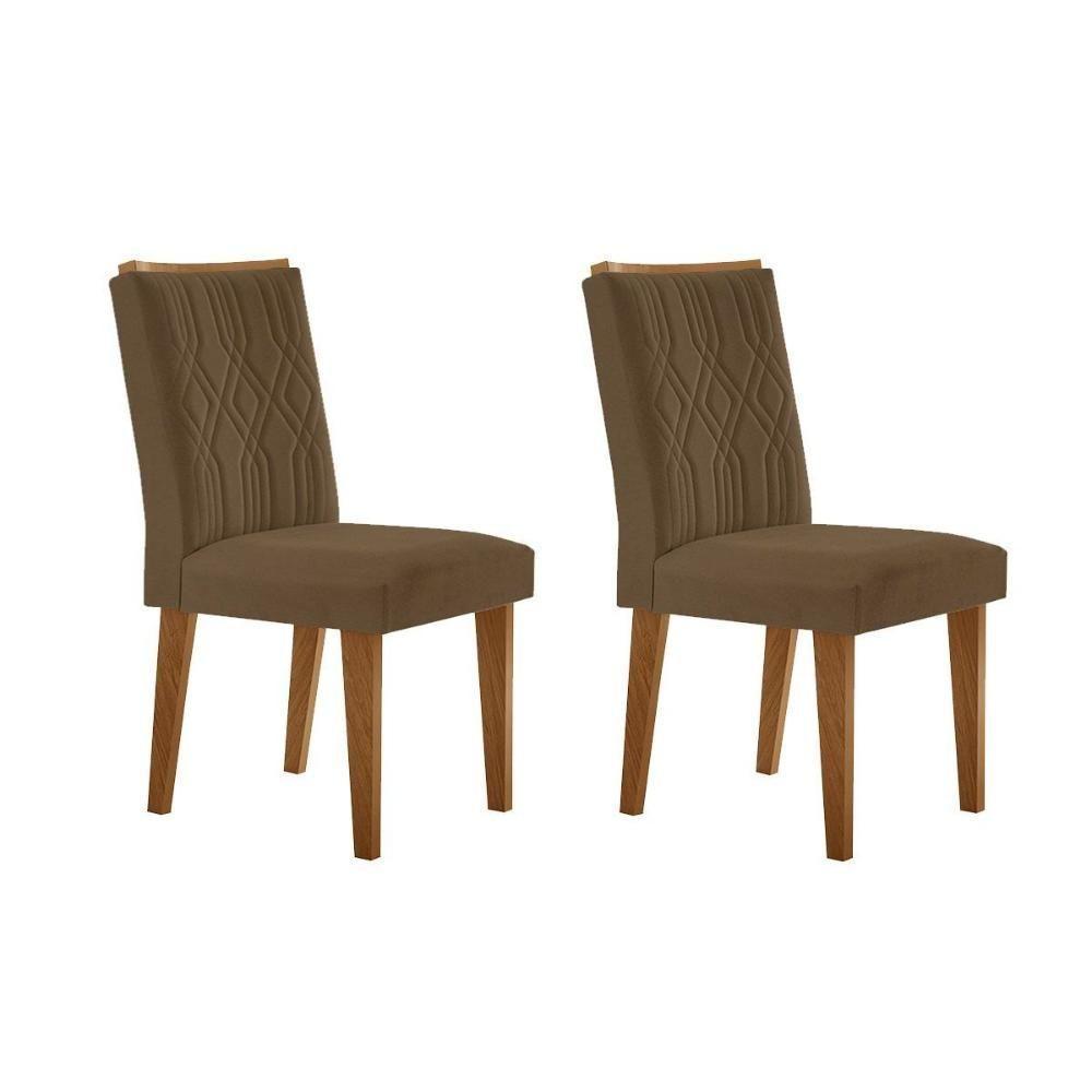 Cadeira De Cozinha Alegra Kit 2 Un Madeira Capuccino Suede Capuccino Rufato - 1