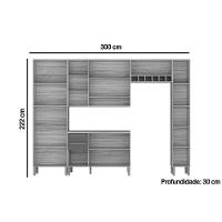 Kit Cozinha Modulada 5 Peças Nápoli Prime 2 Aéreos + 1 Balcão+ 2 Paneleiros C5p96 Amendoa Grafite Ronipa - 3