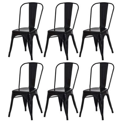 Kit 6 Cadeiras De Jantar Tolix Iron Industrial Preta