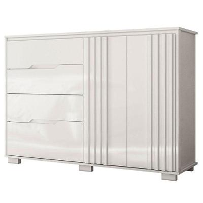 Cômoda Texas 4 Gavetas em MDF com Corrediças Telescópicas Branco Brilhante
