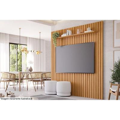 Painel Quarto P/tv Até 65 Pol Maragogi C/ Prateleira Ripado 185x220cm Nature - Permóbili