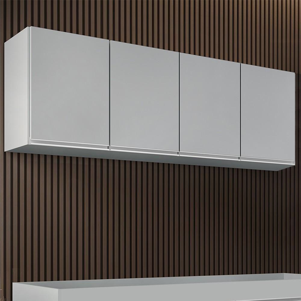 Armário De Cozinha Aéreo 160cm 4 Portas Nevada Cinza Claro - Lumil - 2