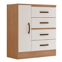 Kit Guarda-roupa Solteiro 4 Portas Com Cômoda Sapateira Lisa Nature/off White - 2