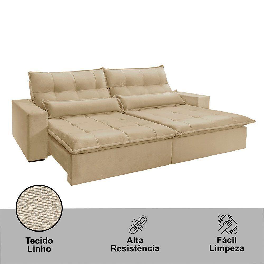 Sofá Grecia Linho 02 Módulos De 80cm B25cm Meu Sofá Online A226 Linho Bege - 2