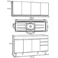 Armário Aéreo Nevada E Balcão Gabinete Com Pia 160cm Arkansas Castanho-cinza - Lumil
