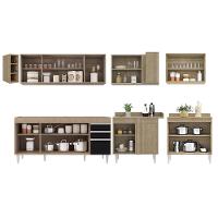 Armário De Cozinha Modulado De Canto 7 Peças Cp34 Balcão Sem Tampo Castanho/preto - Lumil - 6