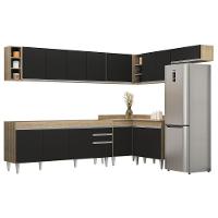 Armário De Cozinha Modulado De Canto 8 Peças Cp25 Balcão Sem Tampo Castanho/preto - Lumil - 1