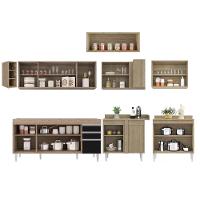 Armário De Cozinha Modulado De Canto 8 Peças Cp25 Balcão Sem Tampo Castanho/preto - Lumil - 6