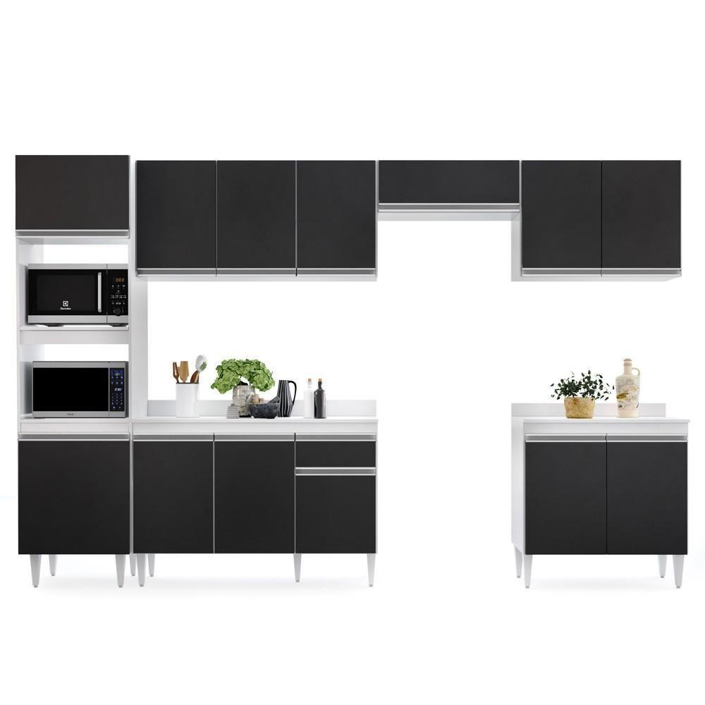 Cozinha Modulada 6 Módulos Composição 8 Branco-preto - Lumil Móveis - 1