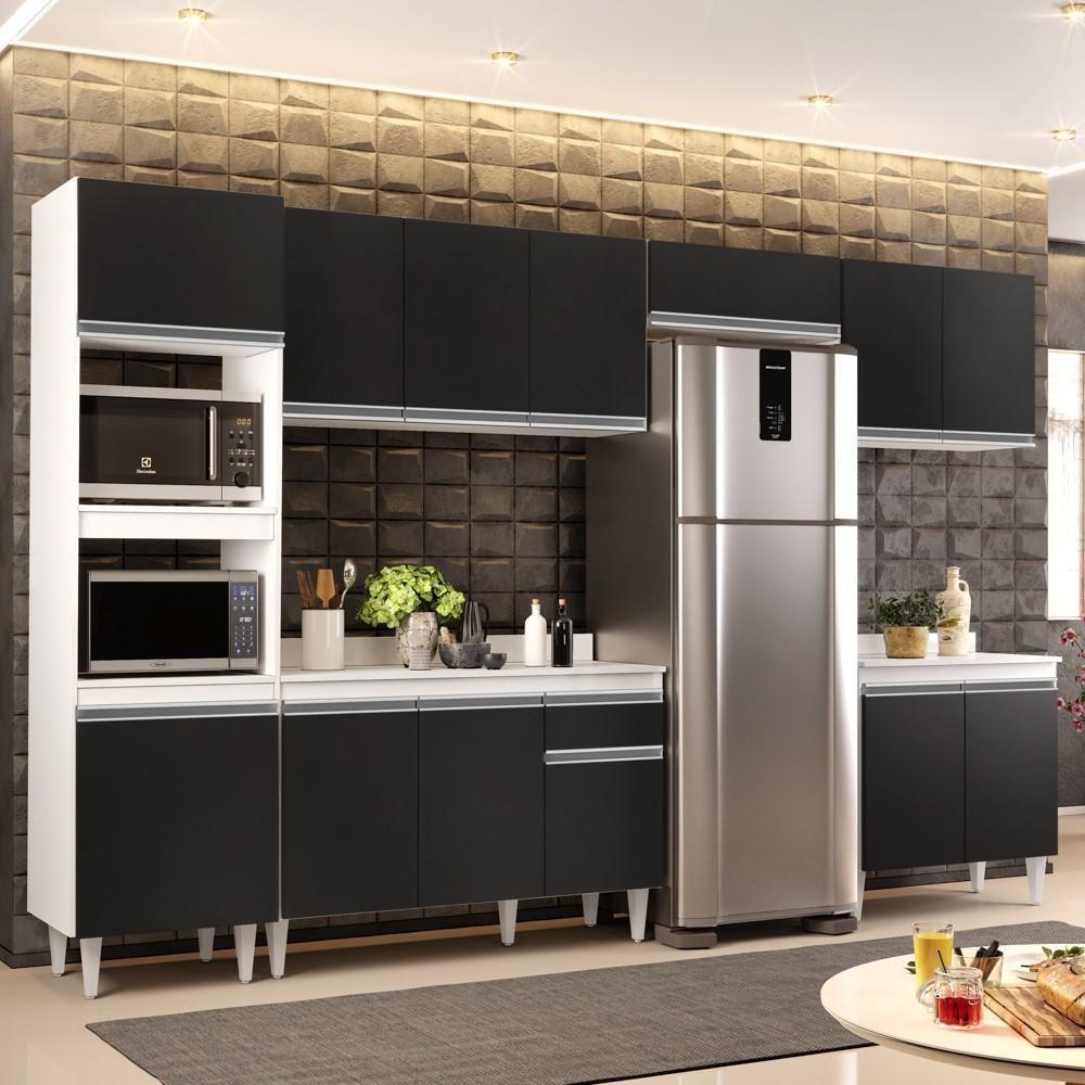 Cozinha Modulada 6 Módulos Composição 8 Branco-preto - Lumil Móveis - 2