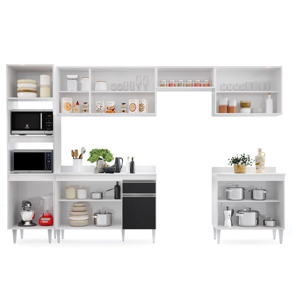 Cozinha Modulada 6 Módulos Composição 8 Branco-preto - Lumil Móveis - 4