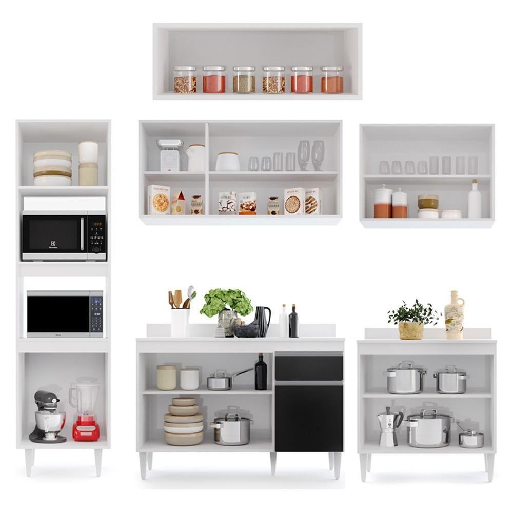 Cozinha Modulada 6 Módulos Composição 8 Branco-preto - Lumil Móveis - 6