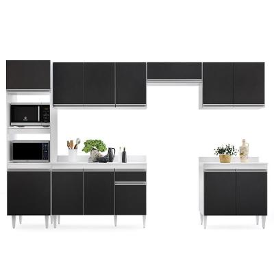 Cozinha Modulada 6 Módulos Composição 8 Branco-preto - Lumil Móveis