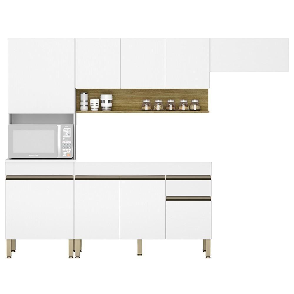 Armário De Cozinha 4 Peças Balcão Sem Tampo 120cm Lina04 K02 Supremo-freijó - Mpozenato - 1