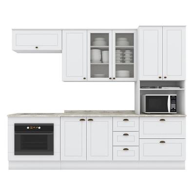 Cozinha Completa Americana 5 Peças Com Balcão Forno De Embutir Branco E Tampo Calcare - Móveis Henn Branco