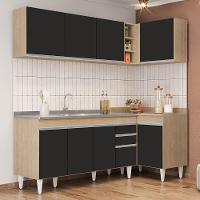 Armário De Cozinha Modulado De Canto Esquerdo 4 Peças Cp51 Com Pia Inox Castanho/preto - Lumil - 2