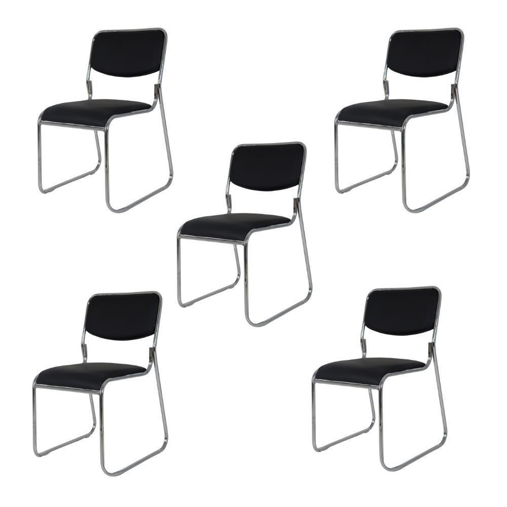 Kit 5 Cadeiras Pretas Dakkar Para Cozinha Mesa De Jantar Recepção - 1