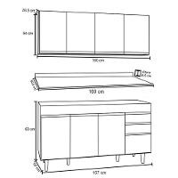 Armário Aéreo Nevada E Balcão Para Pia Com Tampo 160cm Arkansas Castanho-cinza - Lumil