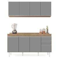 Armário Aéreo Nevada E Balcão Para Pia Com Tampo 160cm Arkansas Castanho-cinza - Lumil - 6