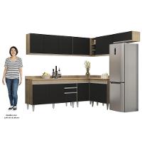 Armário De Cozinha Modulado De Canto 7 Peças Cp23 Balcão Com Tampo Castanho/preto - Lumil - 5